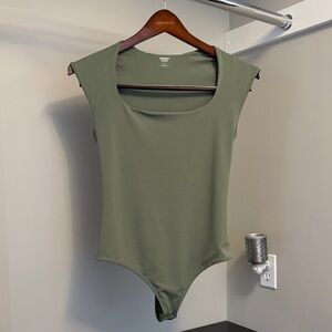 Express Sage Green Cap Sleeve Bodysuit